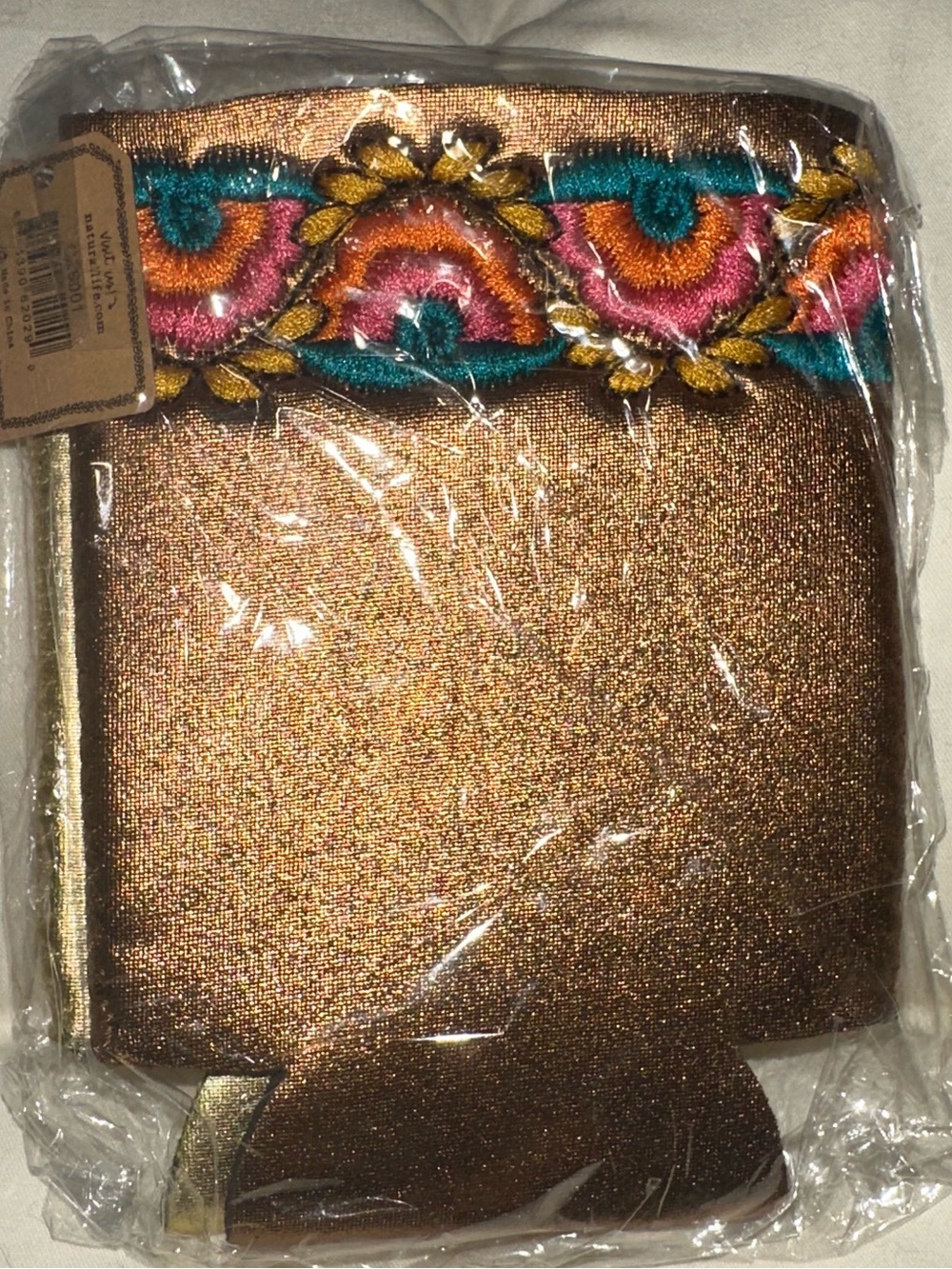 Natural life Embellished Bronze/Gold Metallic Colorful Koozies pack of 2
